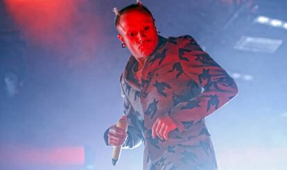 El vocalista de The Prodigy, Keith Flint, durante su actuación en el Palacio de los Deportes de Madrid, en 2009.