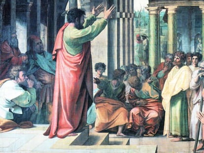 San Pablo predicando, cuadro de Rafael
