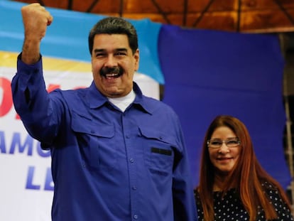 El presidente de Veneuzela, Nicol&aacute;s Maduro y su esposa, Cilia Flores, esta semana. 
