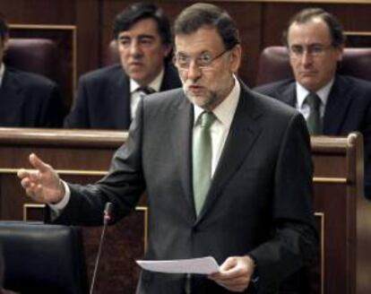 El presidente del Gobierno, Mariano Rajoy, durante su intervención en la sesión de control al Ejecutivo en el Congreso de los Diputados. EFE/Archivo