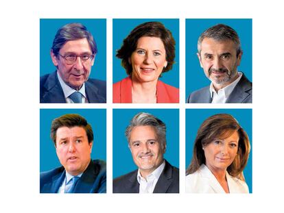 Desde arriba: José Ignacio Goirigolzarri (Caixabank), Helena Herrero (HP), Enrique Sánchez (Adecco), Ismael Clemente (Merlin), Alberto Granados (Microsoft) y Ángeles Delgado (Fujitsu).