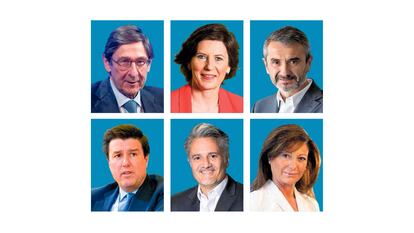 Desde arriba: José Ignacio Goirigolzarri (Caixabank), Helena Herrero (HP), Enrique Sánchez (Adecco), Ismael Clemente (Merlin), Alberto Granados (Microsoft) y Ángeles Delgado (Fujitsu).