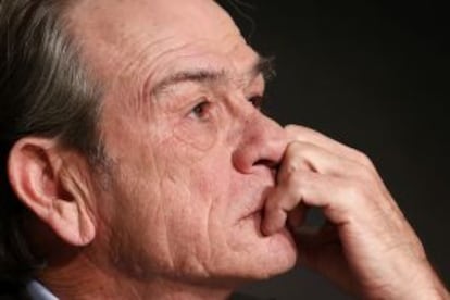 Tommy Lee Jones, en la rueda de prensa de 'Los mercenarios 3'.