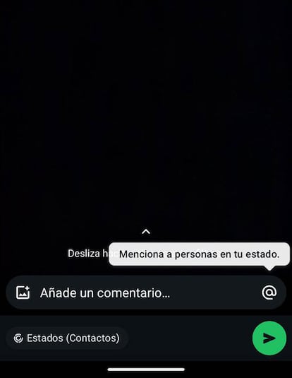 Opción para mencionar personas en los estados de WhatsApp