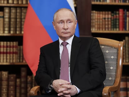 O presidente, Vladimir Putin, em um evento na Suíça em junho de 2021.