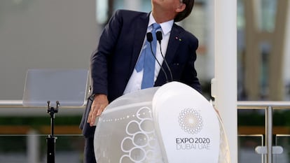 O presidente Jair Bolsonaro em Dubai, nesta segunda-feira.