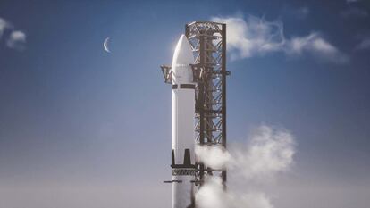 Cohete SpaceX en espera para despegar