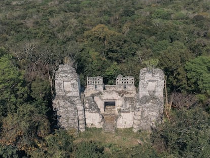 Vista de las ruinas de Río Bec en Campeche, abandonado por los mayas por razones desconocidas.