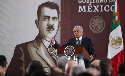 López Obrador en el Palacio Nacional este martes.