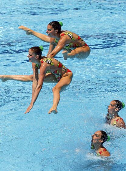 El equipo español, durante el ejercicio