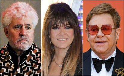 Pedro Almodóvar, Vanesa Martín y Elton John.