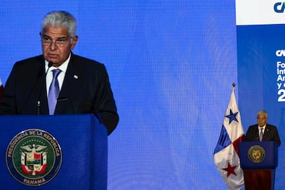 Panamá, 29 de enero 2025, José Raúl Mulino, presidente de Panamá durante la ceremonia de inauguración del Foro Económico Internacional América Latina y el Caribe 2025.