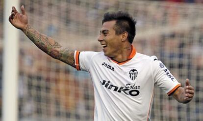 Vargas, tras su gol.