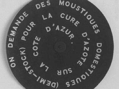 Disco con frases &#39;dadá&#39; de la serie &#39;Anémic cinéma&#39; (1926), de Marcel Duchamp.