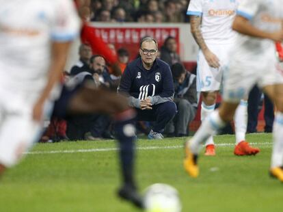 Marcelo Bielsa, en el encuentro ante el Olympique de Marsella