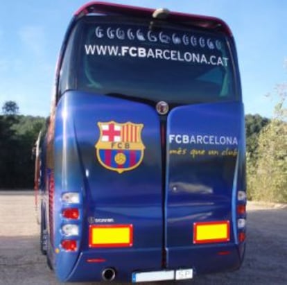 La carrocería del autocar del Barça.