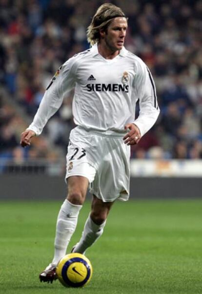 Beckham, en un partido con el Madrid.