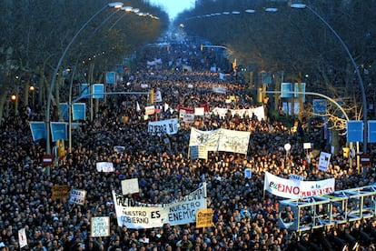 Barcelona, 15/02/2003. Multitudinaria manifestación contra la invasión de Irak.