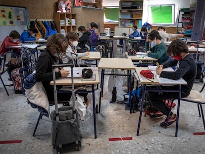 Estudiantes de primaria de un colegio público de Valencia.