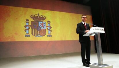 Presentacion de Pedro Sanchez como candidato del PSOE a la Presidencia del Gobierno, celebrado el pasado domingo en el teatro Circo Price de Madrid.