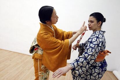 Keiin Yoshimura, directora, profesora y bailarina de la danza Kamigata-Mai, que imparte un taller en Madrid.