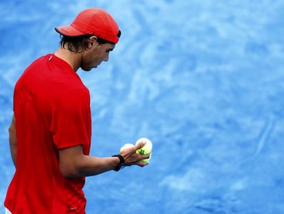 Nadal, durante el entrenamiento de ayer.