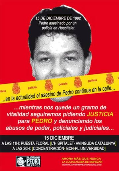 Cartel de las protestas que año tras año pide justicia en el caso Pedro.