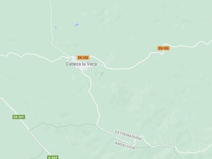Captura de pantalla de Google Maps con el municipio de Cabeza la Vaca donde se produjo una deflagración que ha dejado a dos personas fallecidas.