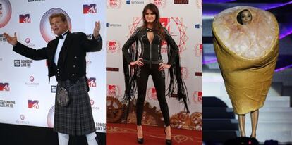 Tres ejemplos de estilismos típicos de los premios MTV.