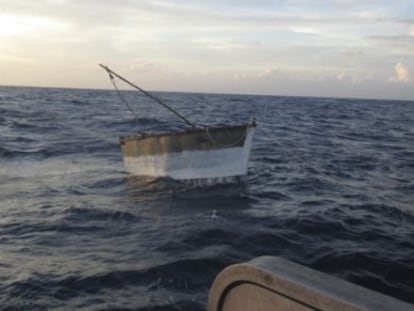 La balsa en la que viajaron los cubanos que naufragaron en M&eacute;xico.