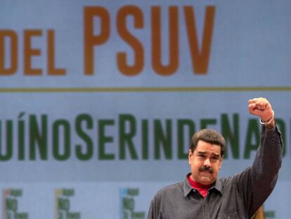 El mandatario venezolano, Nicol&aacute;s Maduro, en un mitin pol&iacute;tico.