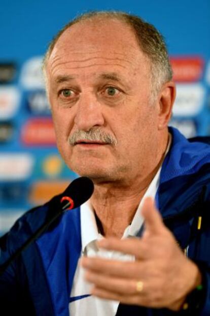 Scolari, en la rueda de prensa tras el partido entre Brasil y Holanda.