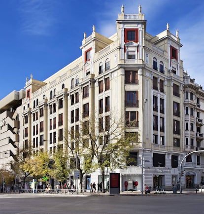 Fachada del edificio en Goya, 89, Madrid.