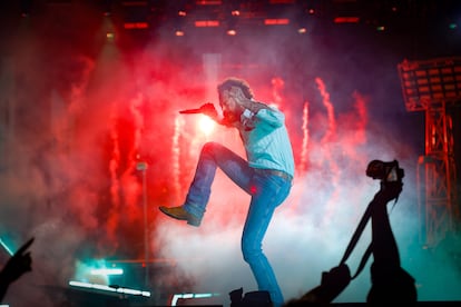 El cantante Post Malone, durante un concierto en el Estadi Olímpic Lluís Companys, este viernes. 