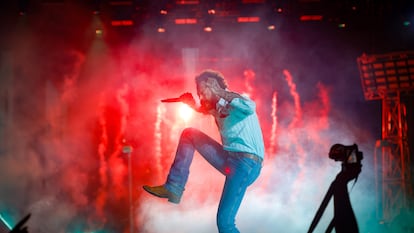 El cantante Post Malone, durante un concierto en el Estadi Olímpic Lluís Companys, este viernes.