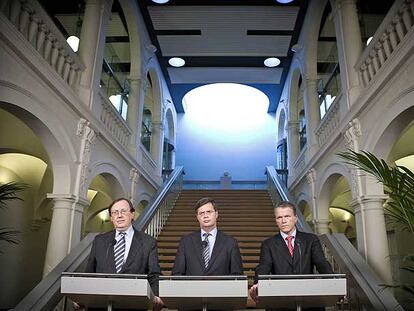 Nout Wellink, Jan Balkenende y Wouter Bos