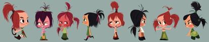 Proceso de creación del dibujo de Vanellope von Schweetz, uno de los personajes principales de 'Rompe Ralph'.