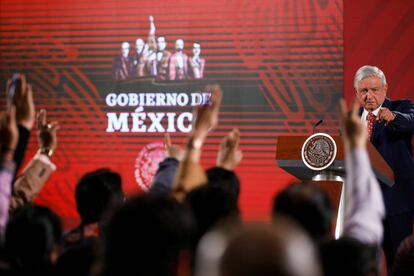 Una de las conferencias de prensa de López Obrador, presidente de México.