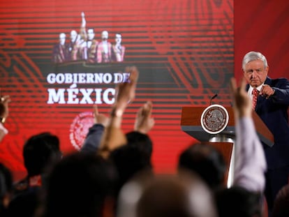 Una de las conferencias de prensa de López Obrador, presidente de México.