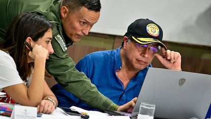 El presidente de Colombia, Gustavo Petro, durante un consejo de Seguridad en Montelíbano, el pasado 12 de marzo.