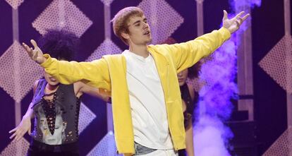 Justin Bieber actuando en el Staples Center de Los Angeles la semana pasada.