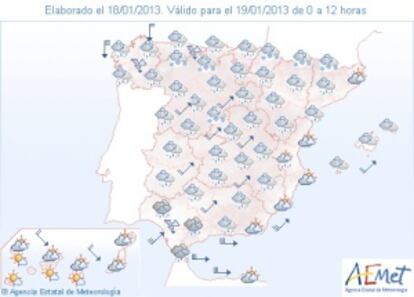 Previsión meteorológica para el sábado de la AEMET