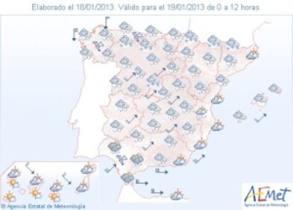 Previsión meteorológica para el sábado de la AEMET