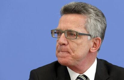 El ministro alemán de Interior, Thomas de Maiziere, en la presentación de las estadísticas de criminalidad de 2014, este miércoles.