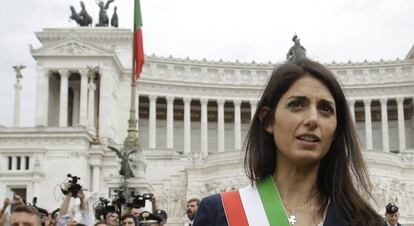 La alcaldesa de Roma, Virginia Raggi, el pasado junio.