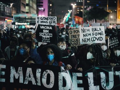 Protesto contra o racismo em São Paulo, no dia 13 de maio de 2021