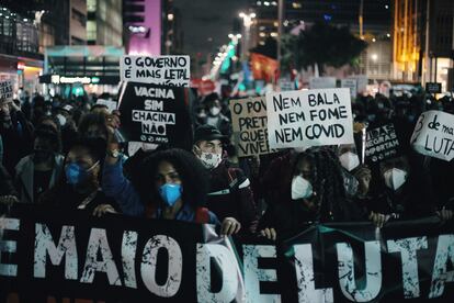 Protesto contra o racismo em São Paulo, no dia 13 de maio de 2021