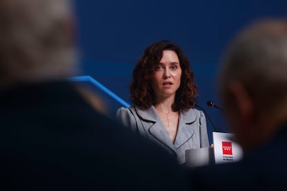 La presidenta de la Comunidad de Madrid, Isabel Díaz Ayuso, presenta el proyecto de la Ciudad de la Justicia de Madrid.