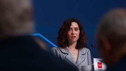 La presidenta de la Comunidad de Madrid, Isabel Díaz Ayuso, presenta el proyecto de la Ciudad de la Justicia de Madrid.
