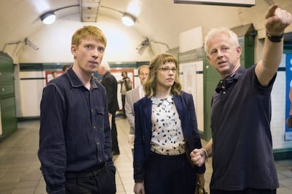 Dowhnall Gleeson, Rachel McAdams y Richard Curtis, en el rodaje.